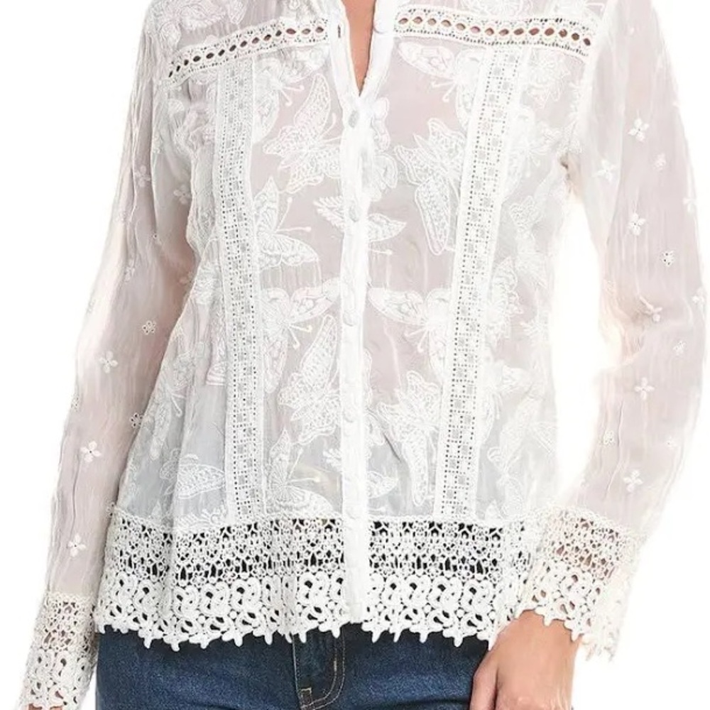 Johnny Was Yonah White Floral Lace Butterfly Jacket/Blouse NWT - Picture 5 of 10